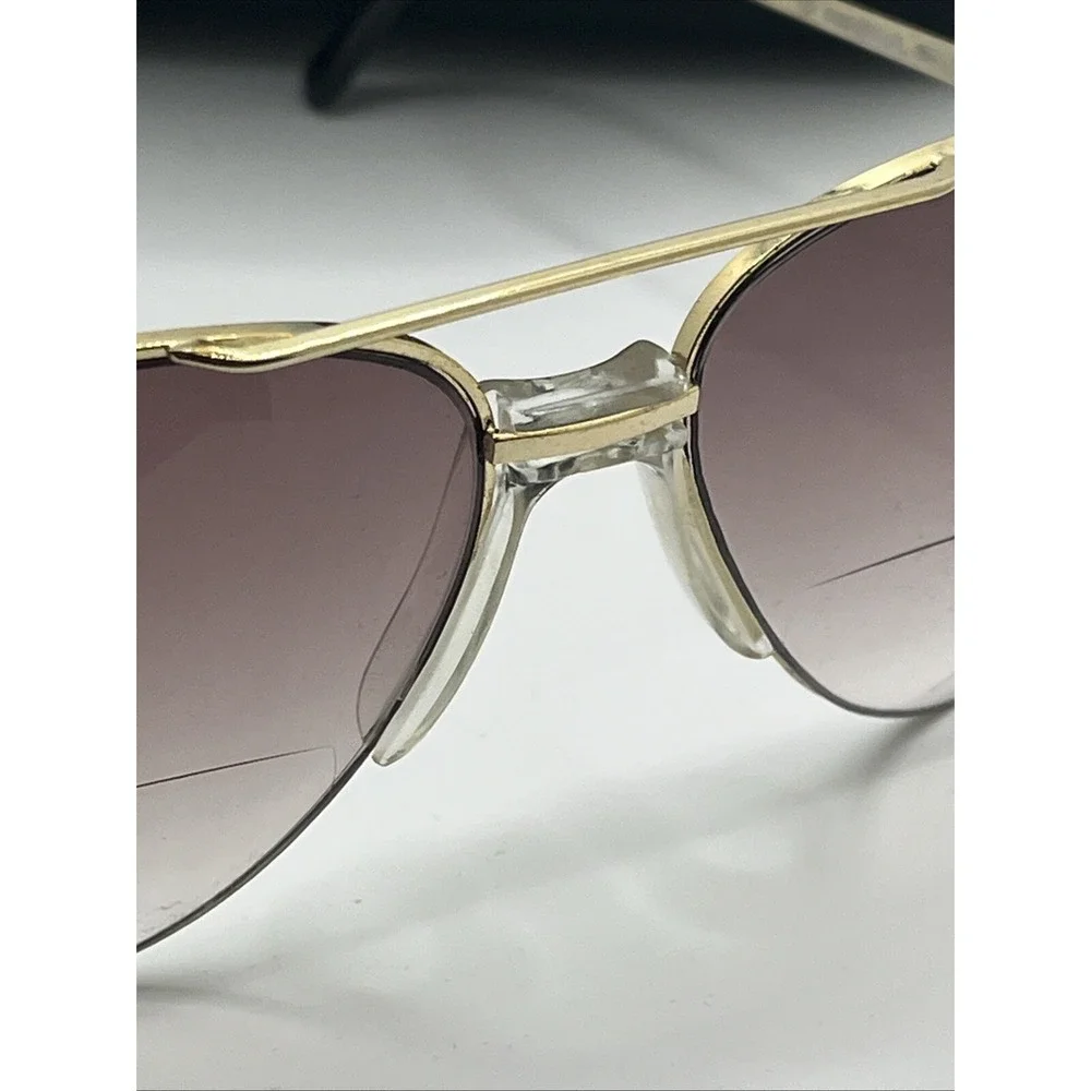 Personal‎ Optics Sunglasses Taiwan Eyeglass Frames Gold Brown Aviator with Case